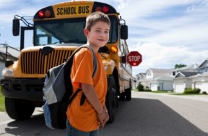 Boy and School bus