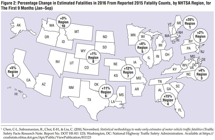 NHTSA 2016 Traffic Fatality Map