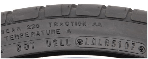 The last four digits are 5107. This means the tire was manufactured during the 51st week of the year, in the year 2007.