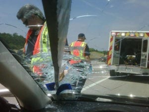 Road Debris Through Windshield